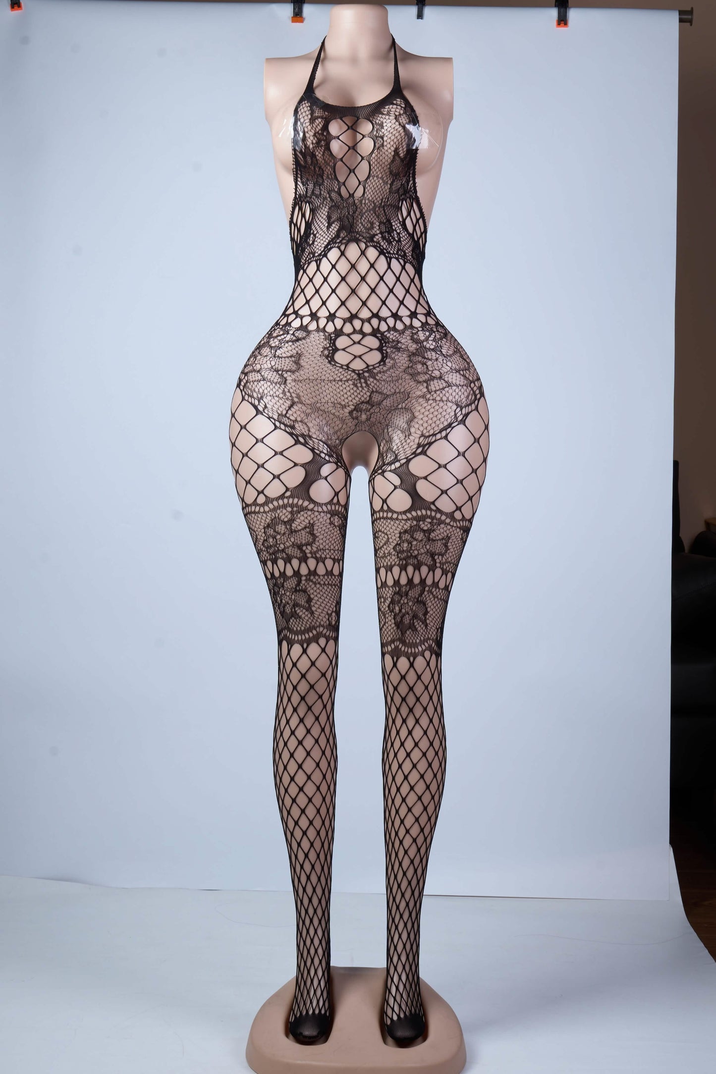 Enlace – Cut-Out Fishnet Bodysuit