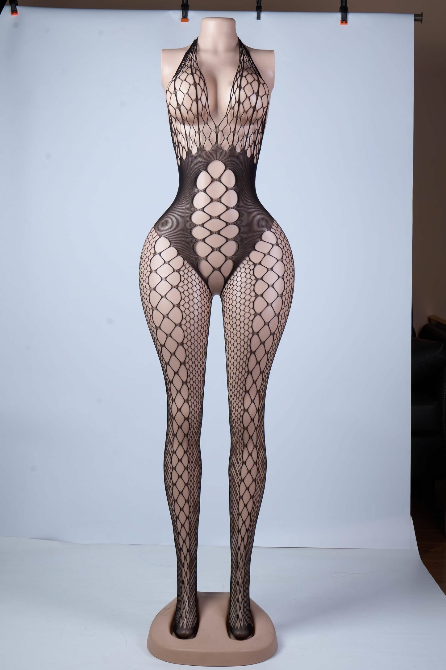 Enlace – Cut-Out Fishnet Bodysuit