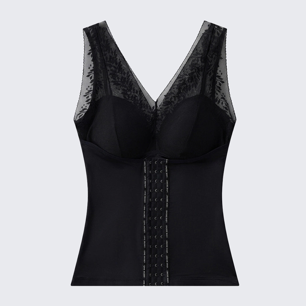 One-Piece Long Lace Camisole Built-in Bra Waist Shaper