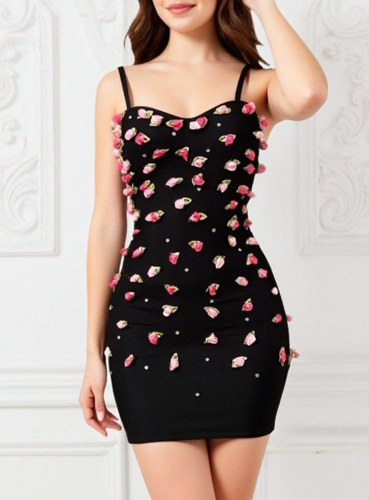Florashade – Appliqué Floral Bodycon Dress