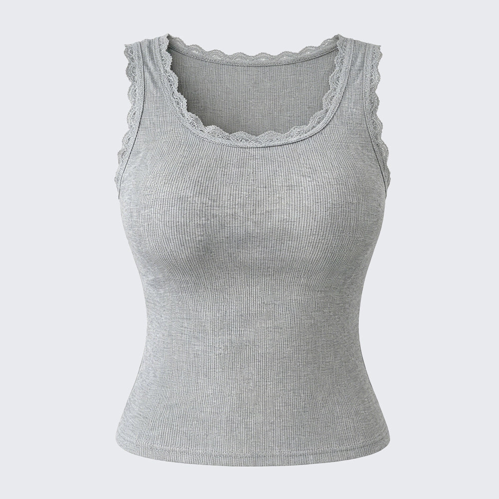 Seamless Fixed Cup Lace Cami Women's Plus Size Sleeveless Top