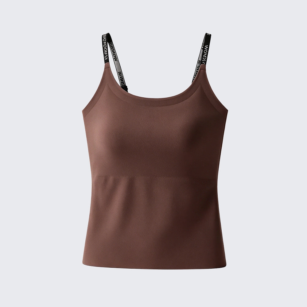 High Stretch Seamless Camisole Built-in Bra Plus Size Padded Top