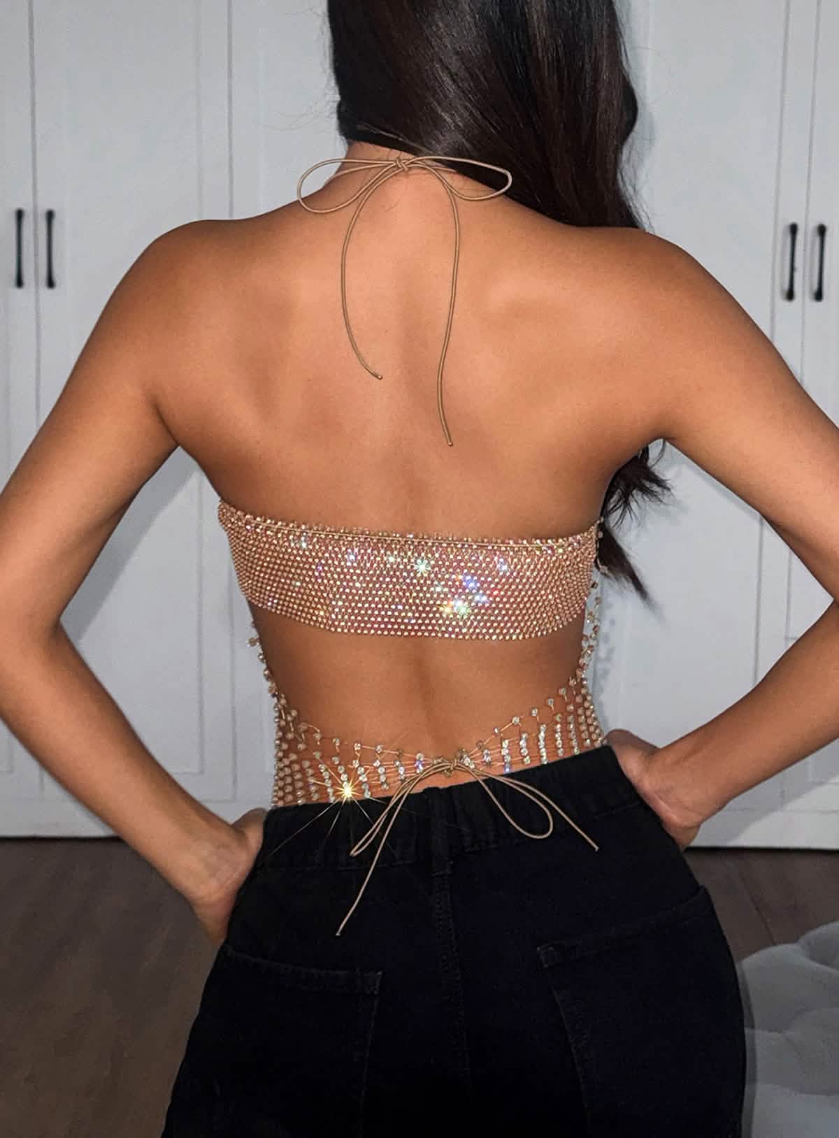 HaloLustre – Beaded Ring Mesh Top