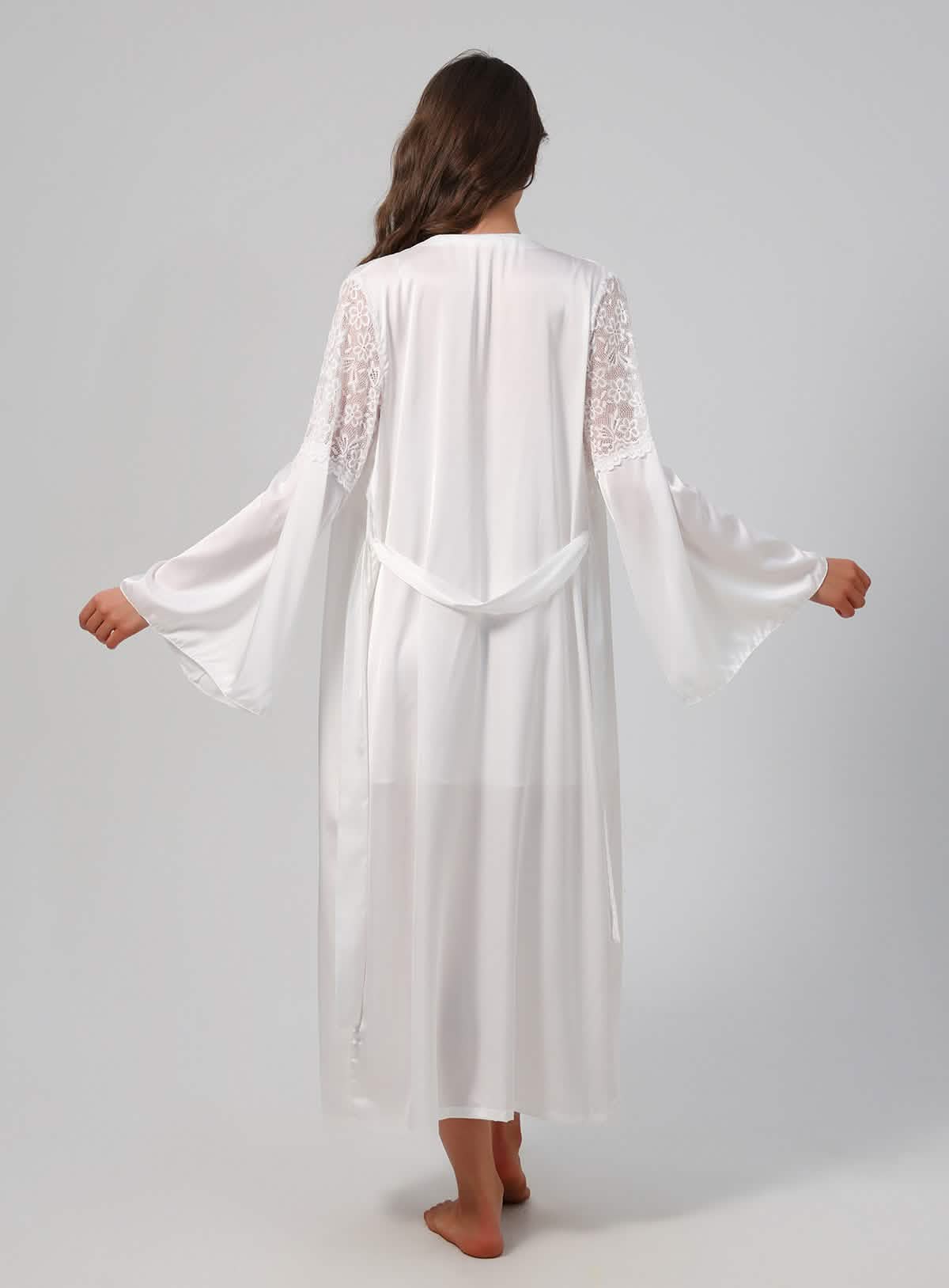 Satin Lace Robe Nightdress Set