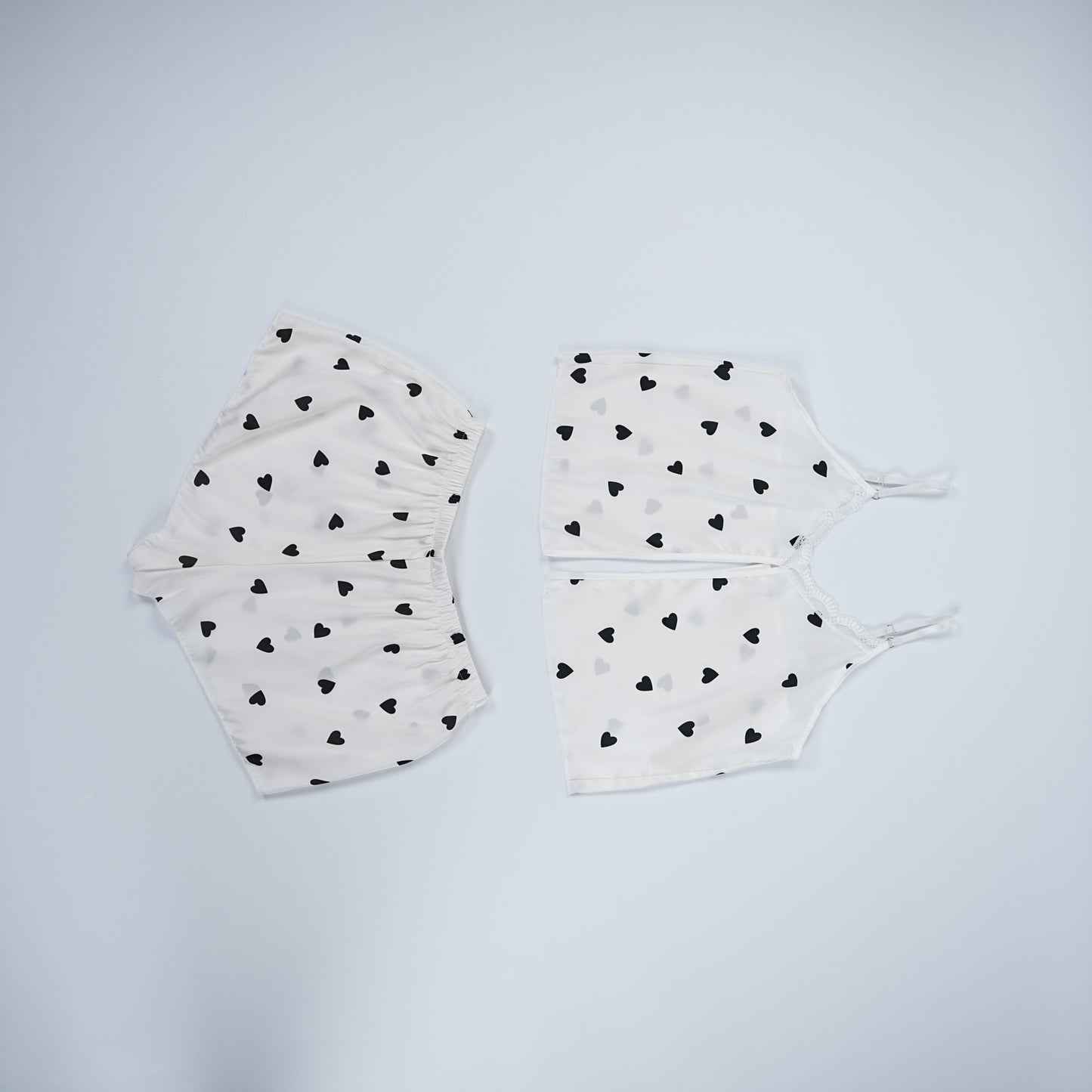 Chic Heart Pattern Two-Piece Pajama Set