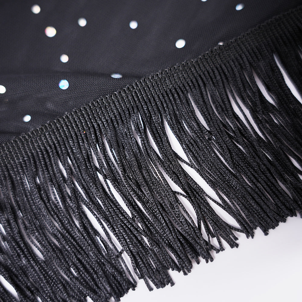 Sparkly Elegant Fringe Mesh Ruffled Sheer Nightwear Dress Lingerie