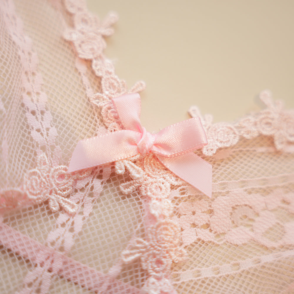 Sheer Pink Lace Chemise Slip Dress