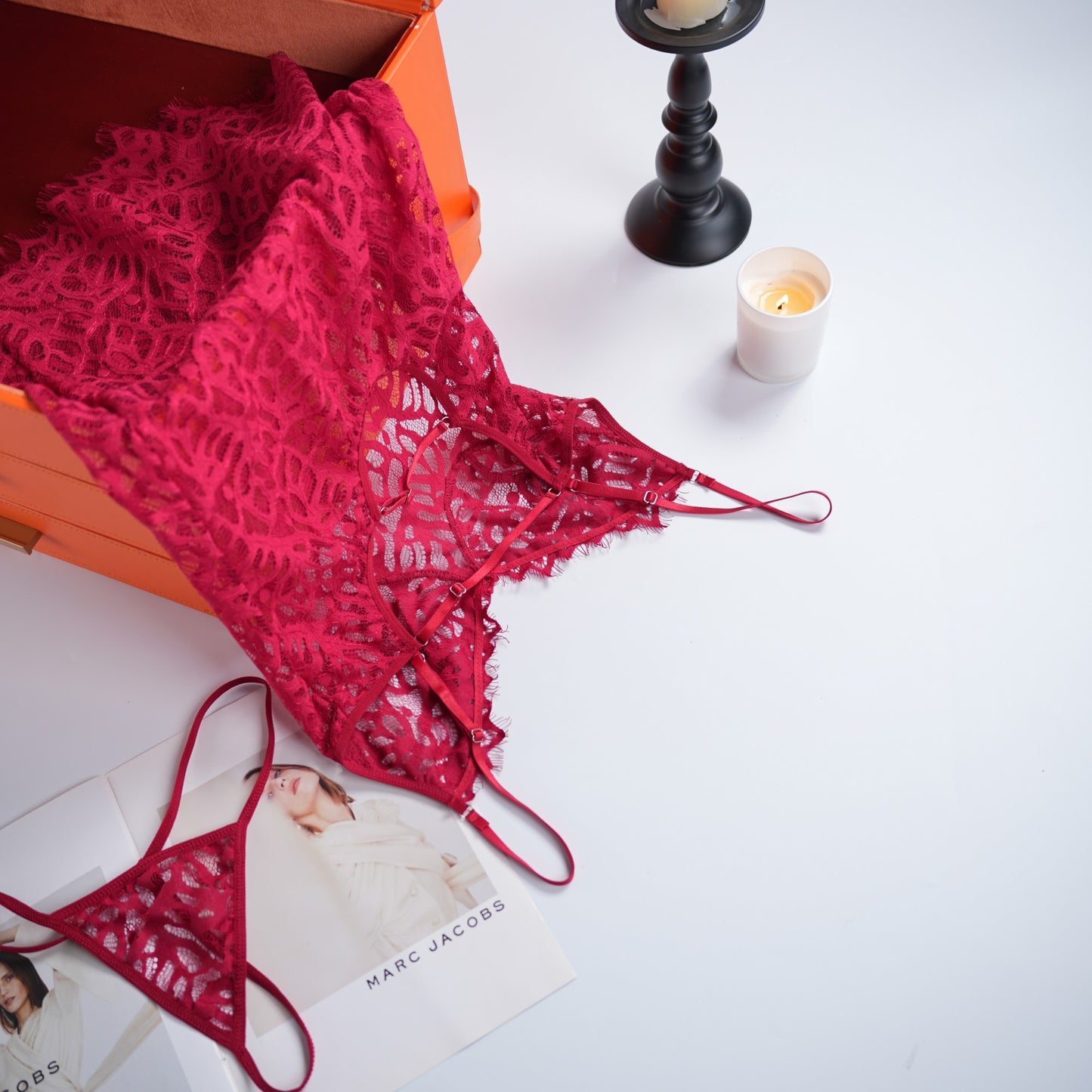 Crimson Enchantment Red Lace Nightdress