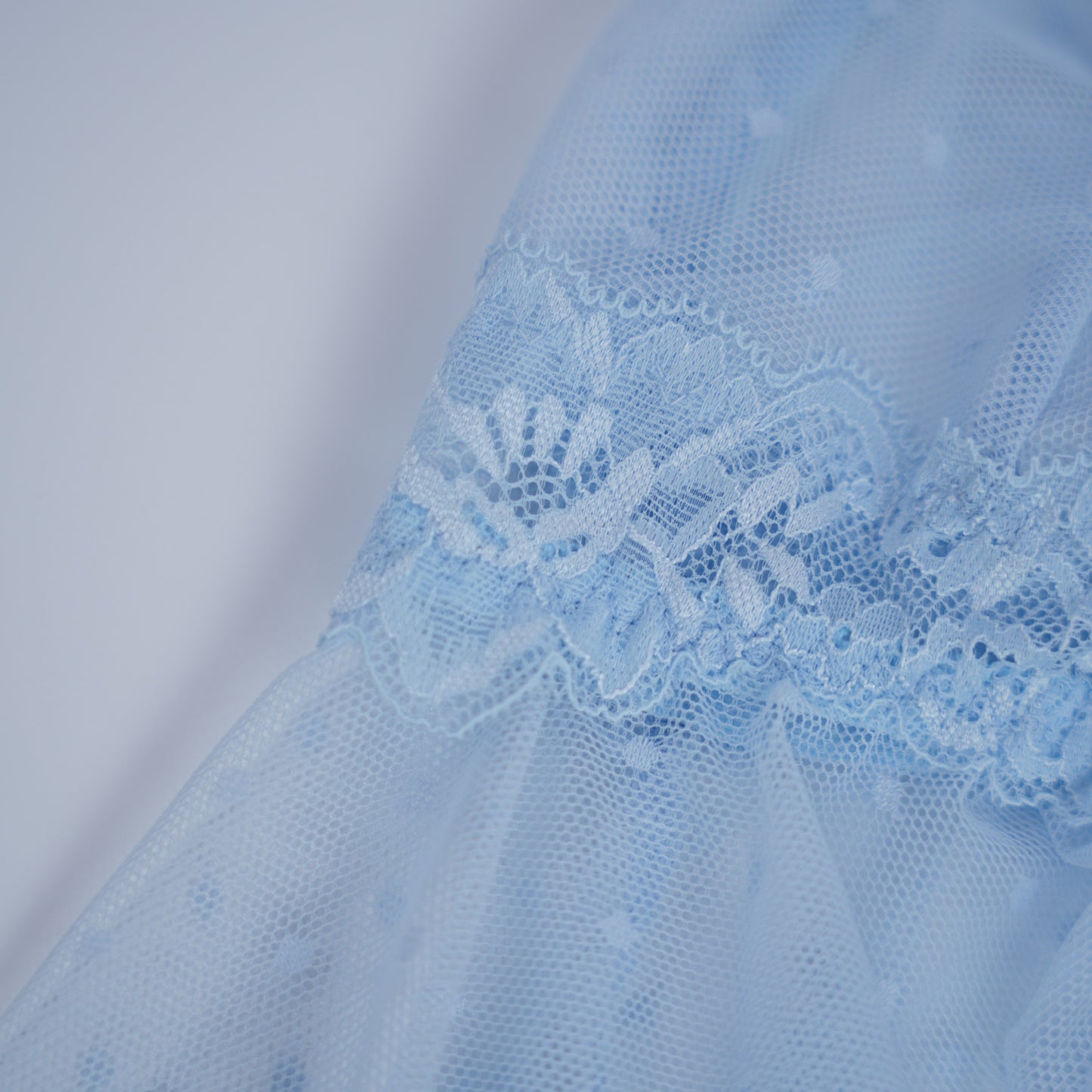 Vintage Polka Dot Light Blue Lace Bra & Panty Sets