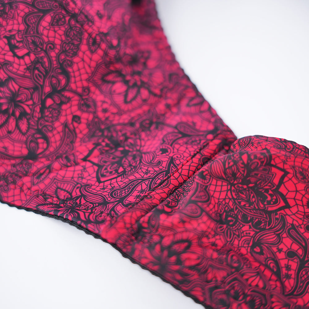 Plus Size Printed Lace Underwire Bra Panty Set