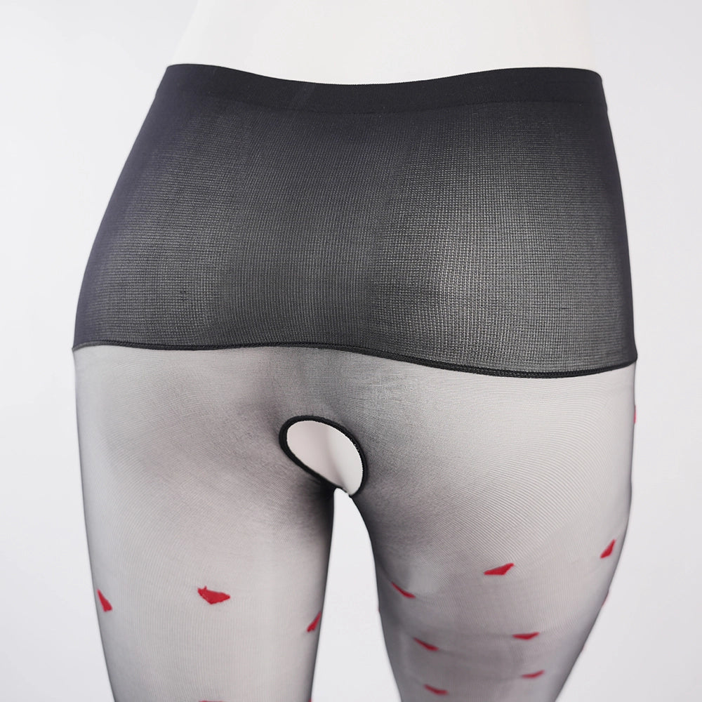 Red Heart Ultra Sheer Black Pantyhose Anti-Snag Jacquard Tights