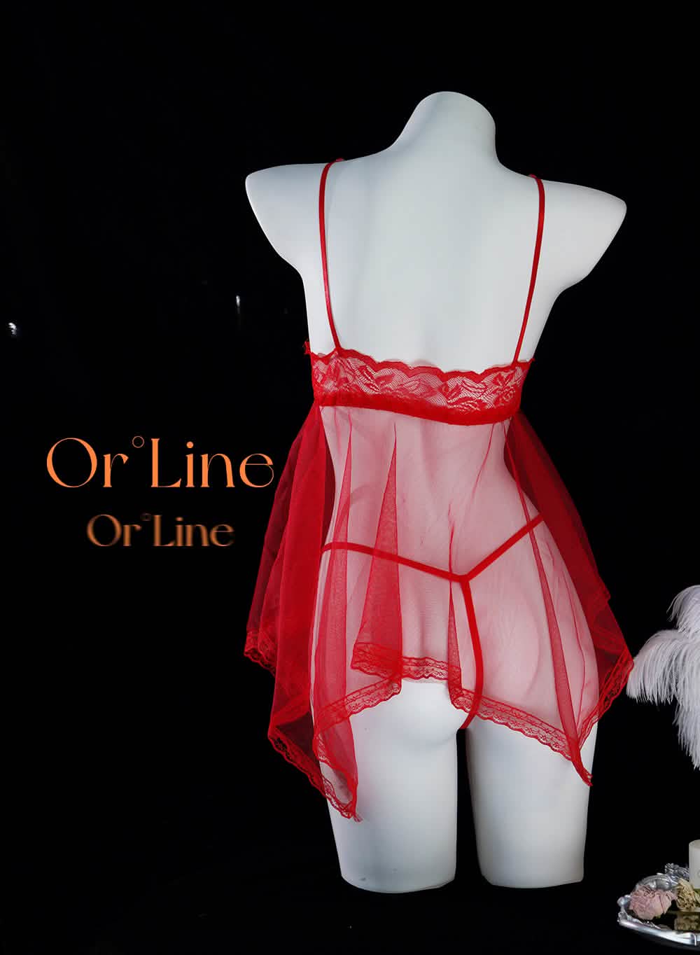 Full-body Lace See-through Top Thong Set