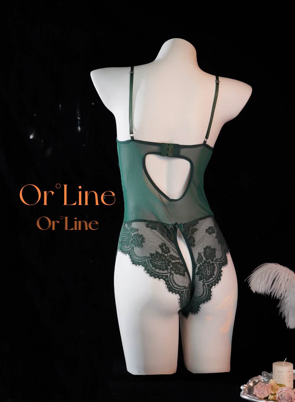 Green Floral Lace Mesh Bodysuit