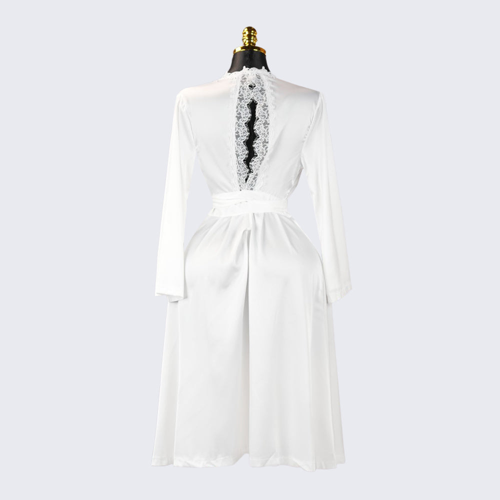 Long Sleeve Satin Lace Robe