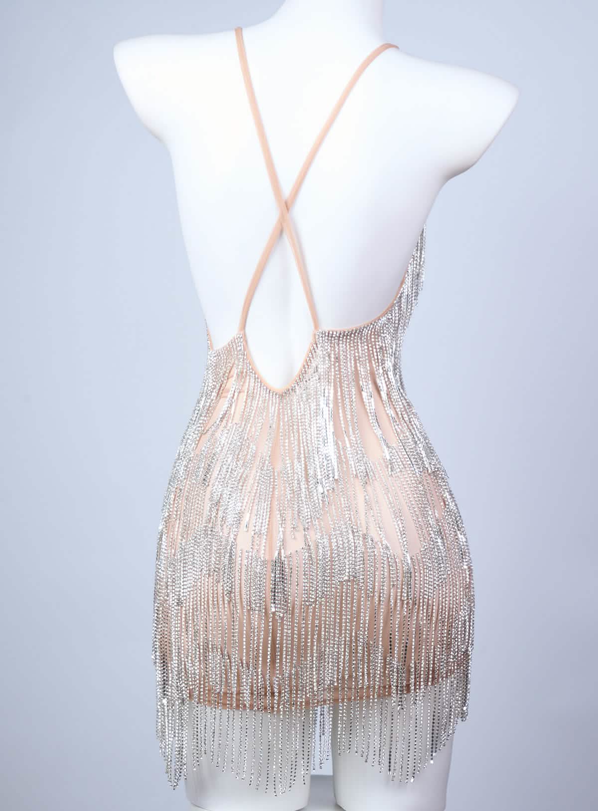 Lustra �Beaded Fringe Slip Dress