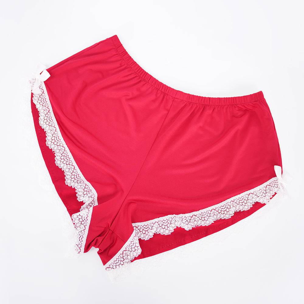 Plus Size Satin Red Pajama Set