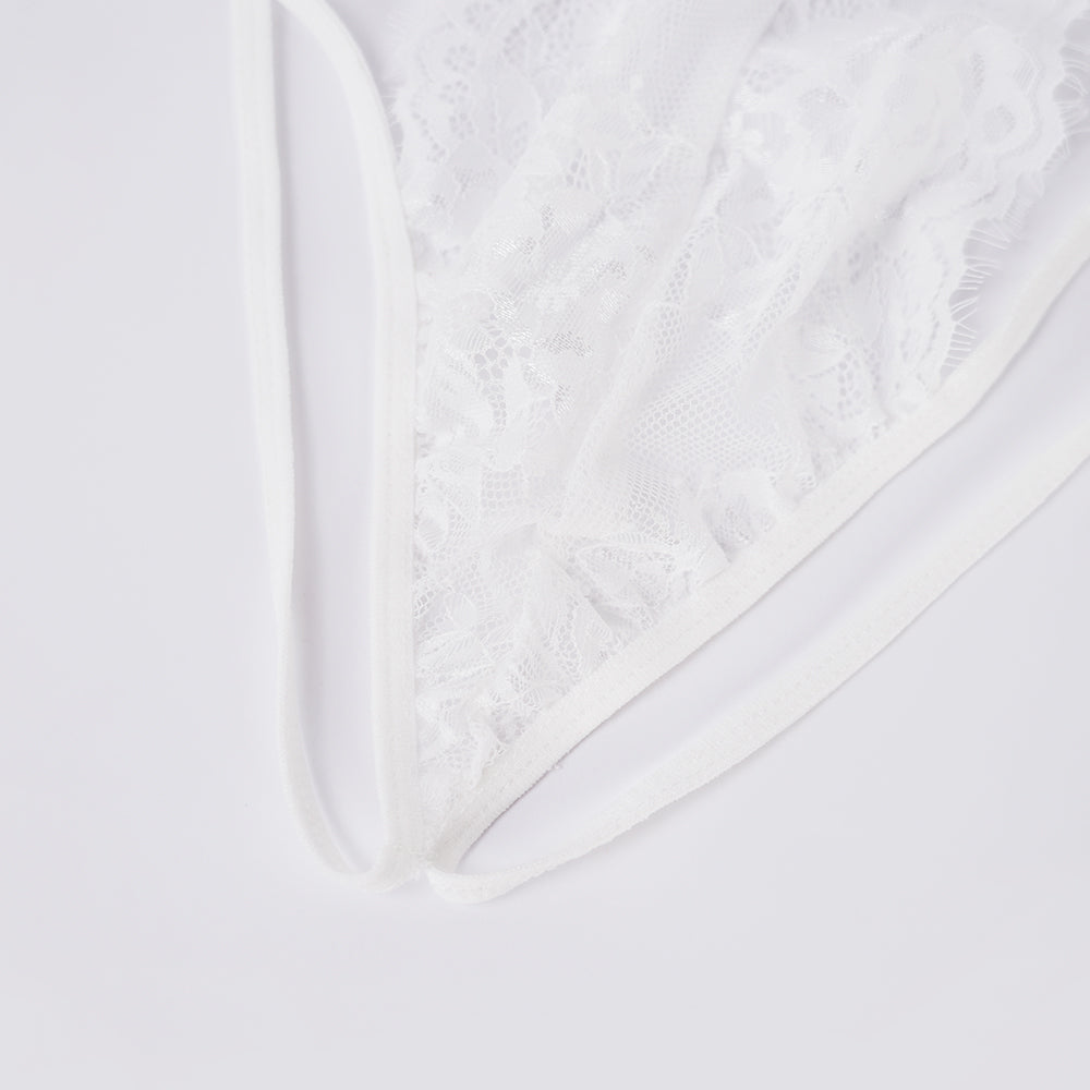 Plus Size White Sheer Mesh Bodysuit