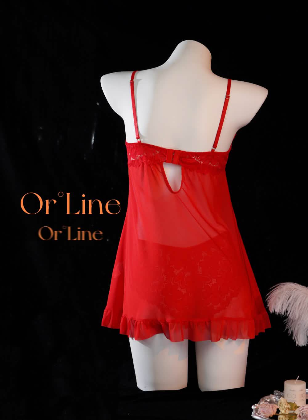 Red Full-body Lace Top Panty Set