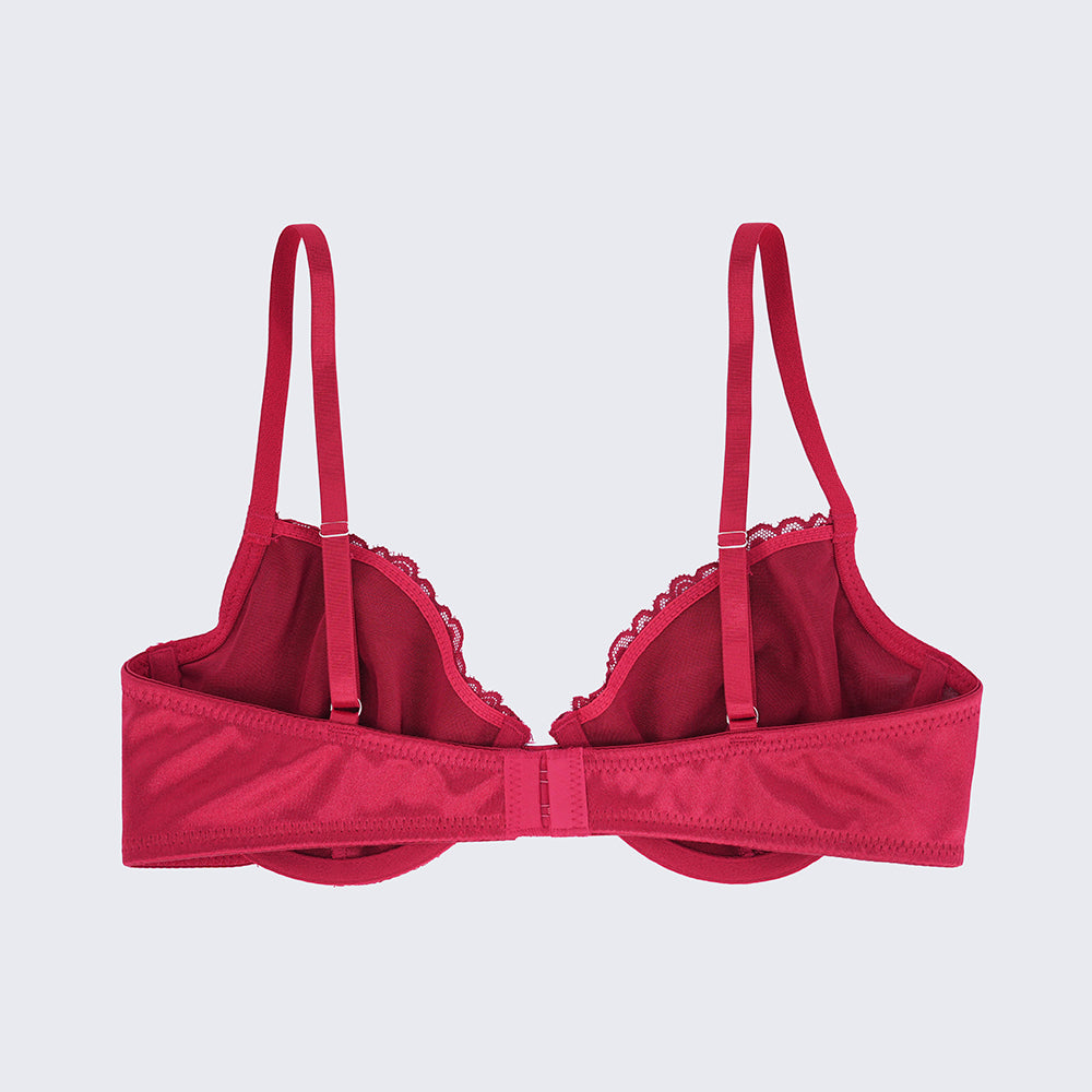 Red Lace Trim Comfort Bra Panty Set