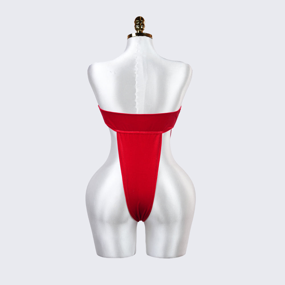 Red Open-back Bow Adjustable Bodysuit