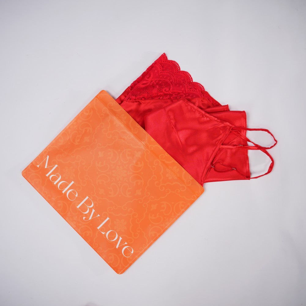 Sexy Red Silk Lace Seduction Exposed Pajamas Set