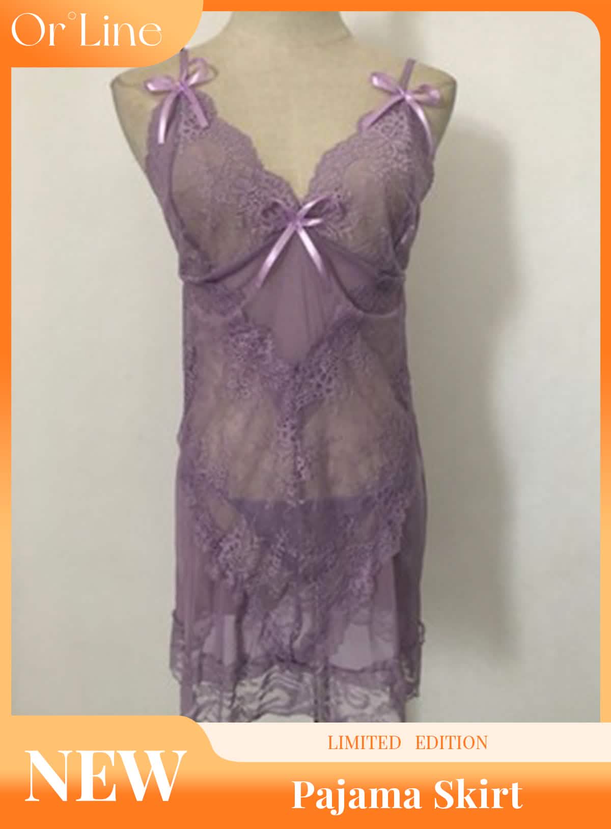 Sexy lace embroidery lingerie dress perspective hollow sexy outfit pajamas suspender skirt nightdress