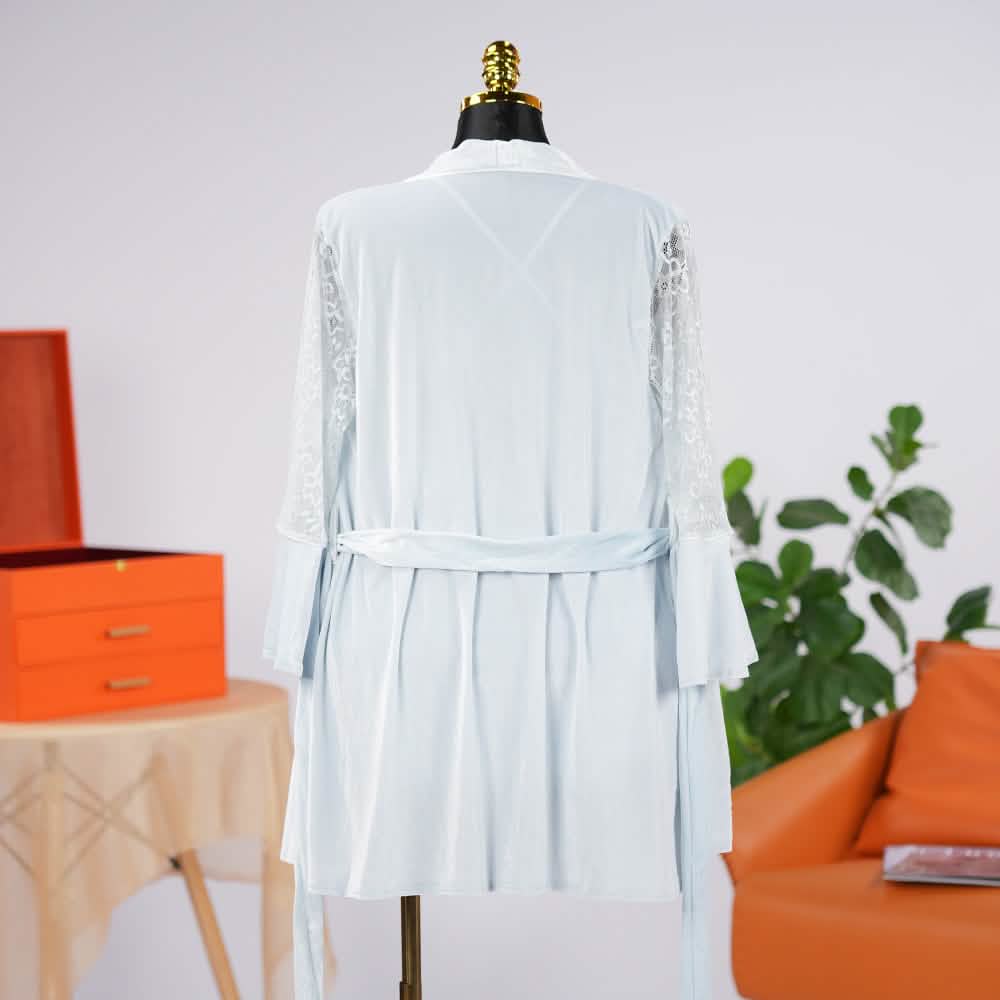 Velvet V-Neck Adjustable Spaghetti Straps Chemise Robe Set