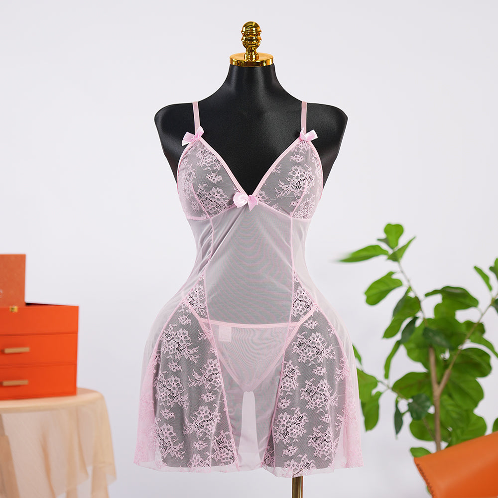 Floral Lace Nightgown Dress Set