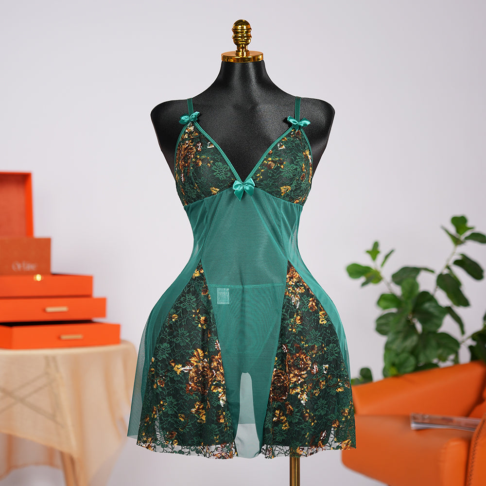 Floral Lace Nightgown Dress Set
