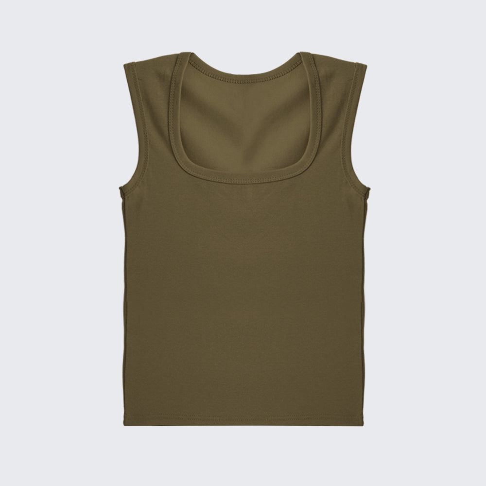 Stretch Cotton Tank Top Sleeveless Slim Fit Crop Top Casual Inner Wear