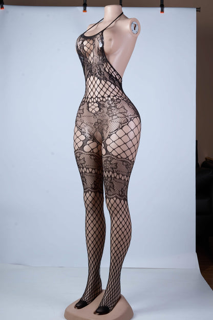 Enlace – Cut-Out Fishnet Bodysuit