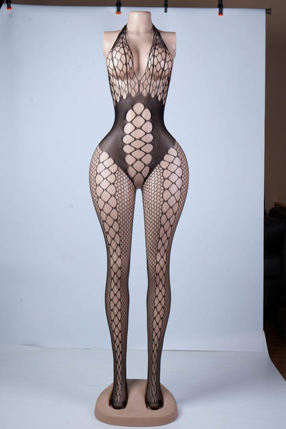 Enlace – Cut-Out Fishnet Bodysuit