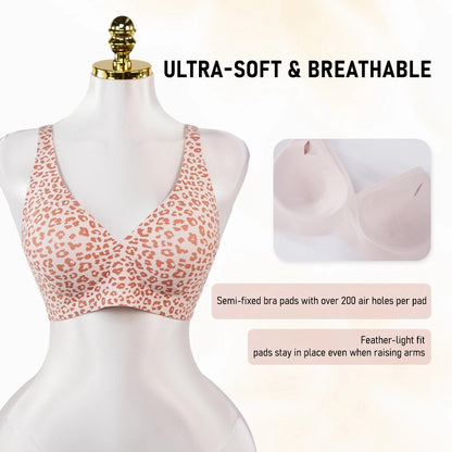 Seamless Wireless Full Coverage Comfort Bra Underwire Free Leopard