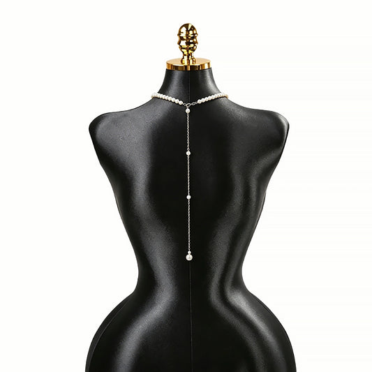 [2+ Items, 300 EGP Each] Bridal Versatile Faux Pearl Long Back Necklace