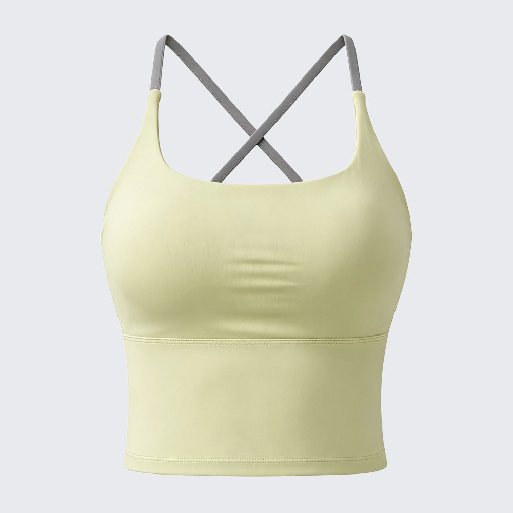 Padded Cross Strap Backless Yoga Cami High Elastic Naked Feel Workout