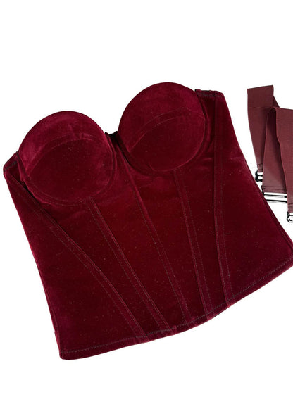 Embrace â€?Velvet Strap-Detail Corset