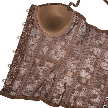 Lace Embroidered Corset Top – Structured Fishbone Bustier