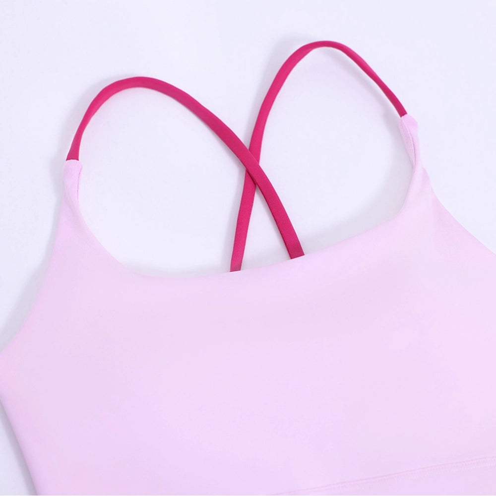 Padded Cross Strap Backless Yoga Cami High Elastic Naked Feel Workout