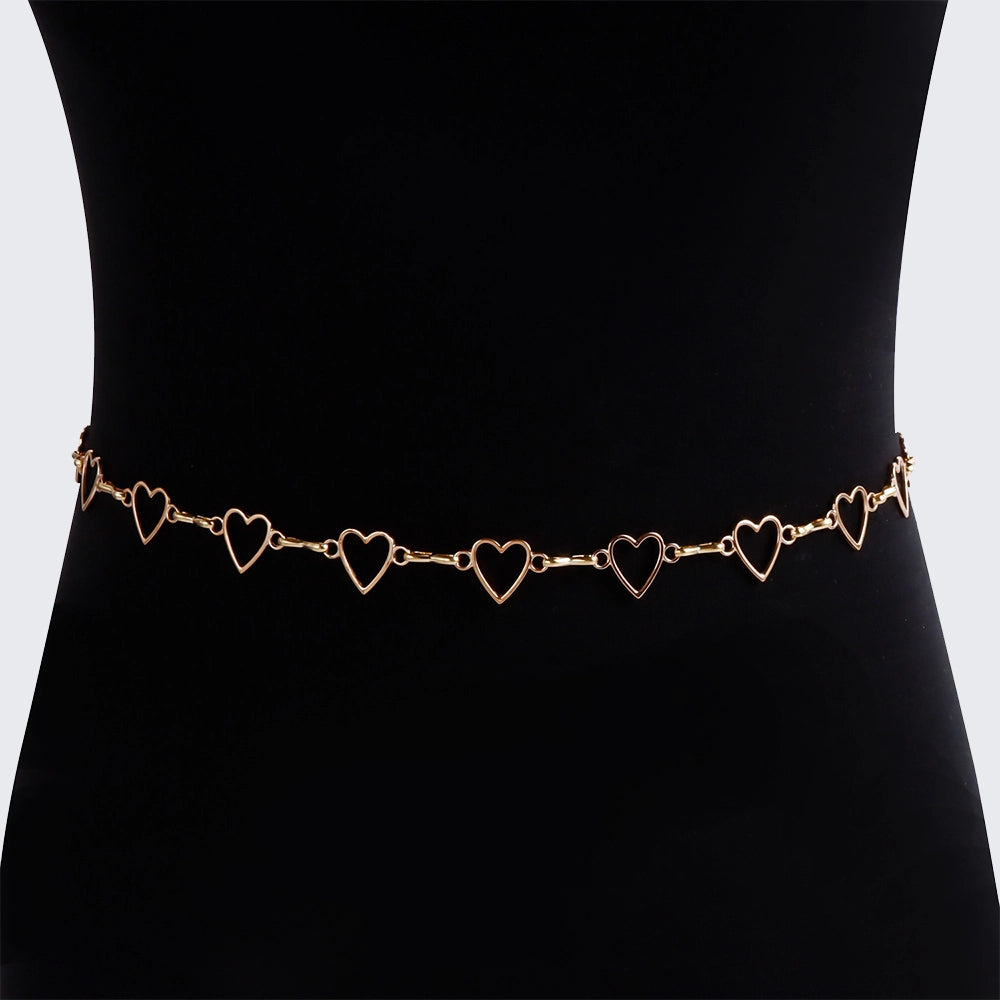 [2+ Items, 300 EGP Each] Heart Metal Waist Chain for Women Retro Sexy Body Jewelry