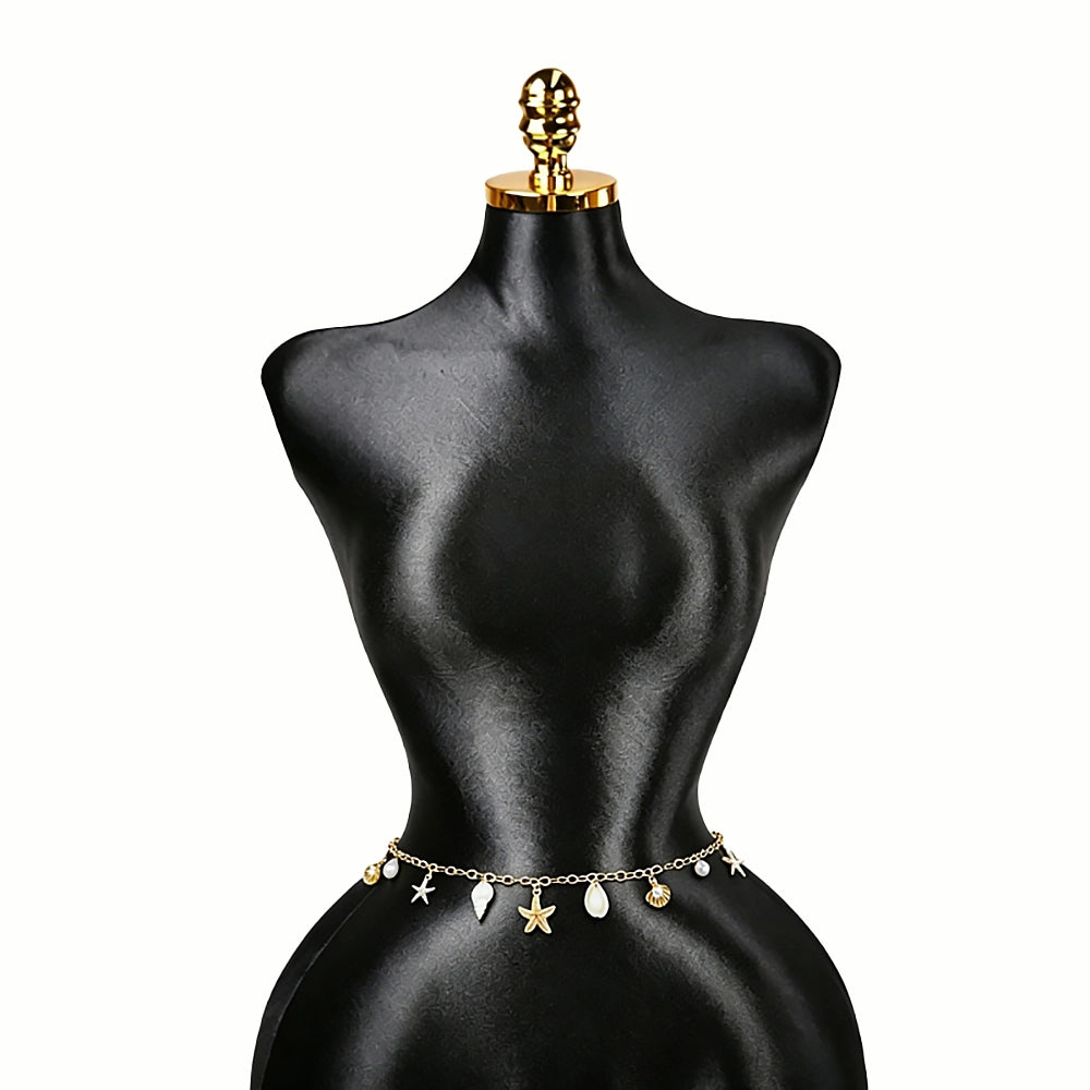[2+ Items, 300 EGP Each] Beach Waist Chain Faux Pearl Shell Starfish Women's Body Chain