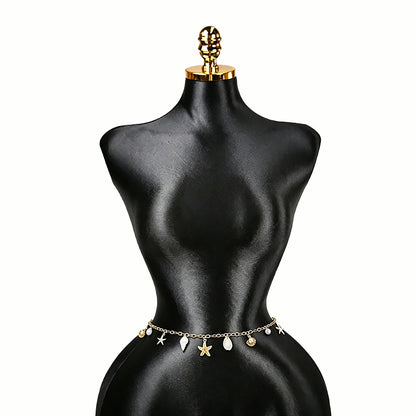 [2+ Items, 300 EGP Each] Beach Waist Chain Faux Pearl Shell Starfish Women's Body Chain