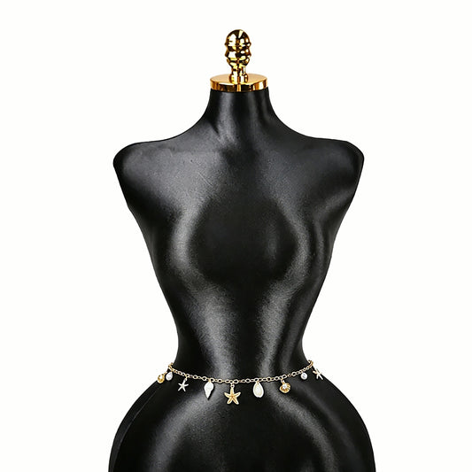 [2+ Items, 300 EGP Each] Beach Waist Chain Faux Pearl Shell Starfish Women's Body Chain