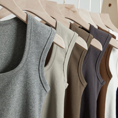 Stretch Cotton Tank Top Sleeveless Slim Fit Crop Top Casual Inner Wear
