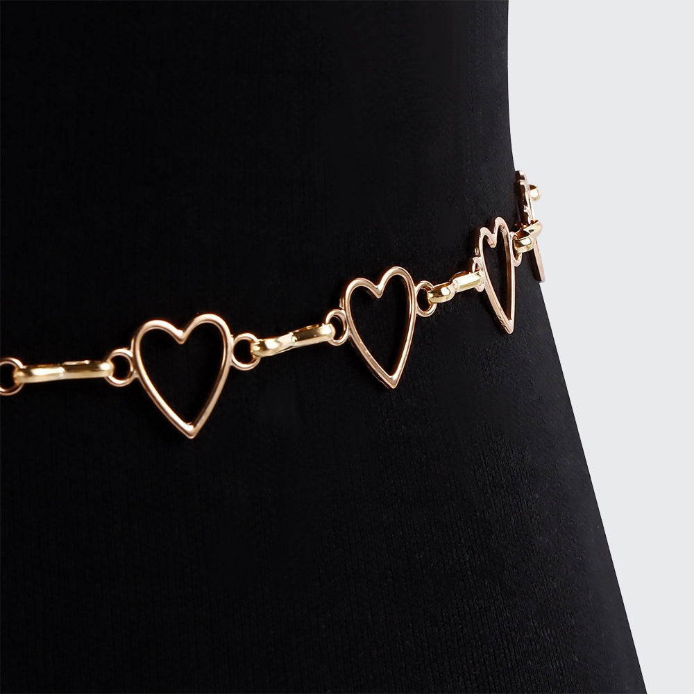 [2+ Items, 300 EGP Each] Heart Metal Waist Chain for Women Retro Sexy Body Jewelry