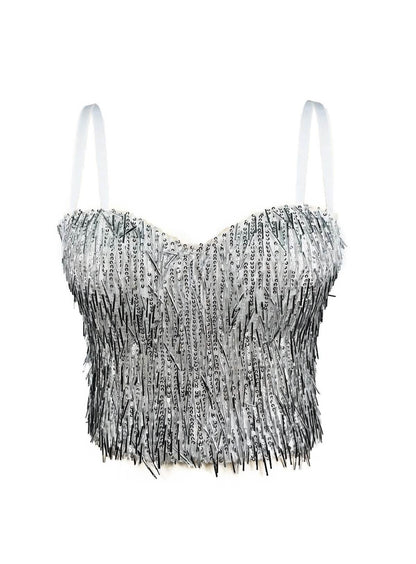 Glint – Sequin & Bead-Embellished Camisole Crop Top