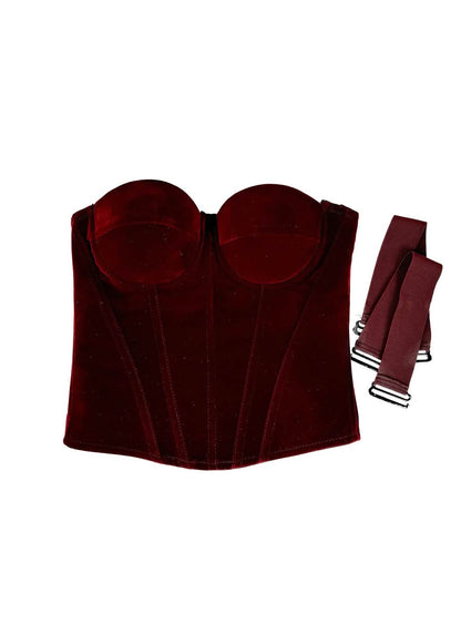 Embrace â€?Velvet Strap-Detail Corset