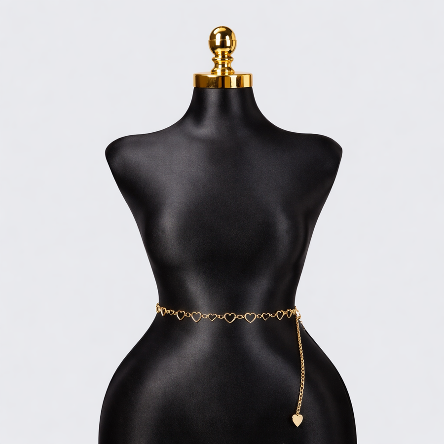 [2+ Items, 300 EGP Each] Heart Metal Waist Chain for Women Retro Sexy Body Jewelry