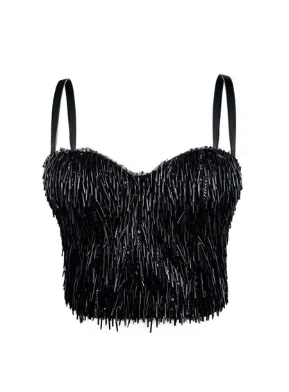 Glint – Sequin & Bead-Embellished Camisole Crop Top