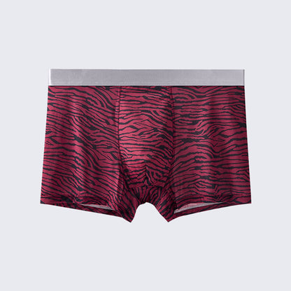 Men's Leopard Print Boxer Briefs Low Rise Mulberry Silk Crotch Pack of 4