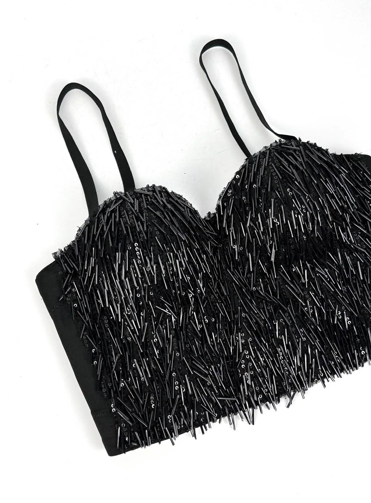Glint – Sequin & Bead-Embellished Camisole Crop Top